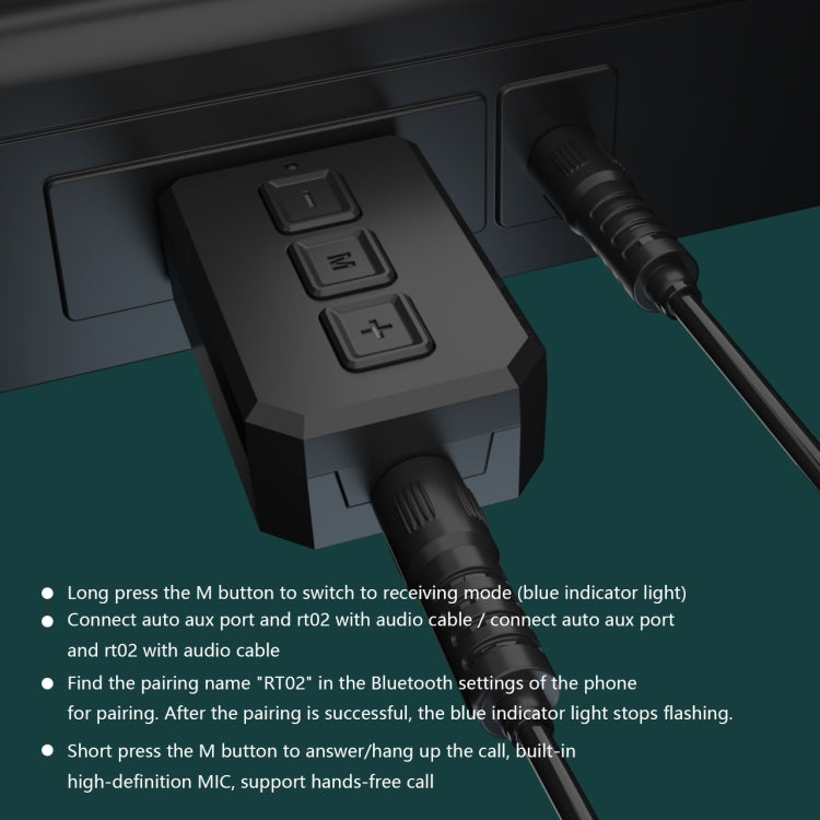 Adaptateur audio Bluetooth USB RT02 Transmet et reçoit 2-en-1 Bluetooth 5.0 Kit mains libres Récepteur Bluetooth de voiture