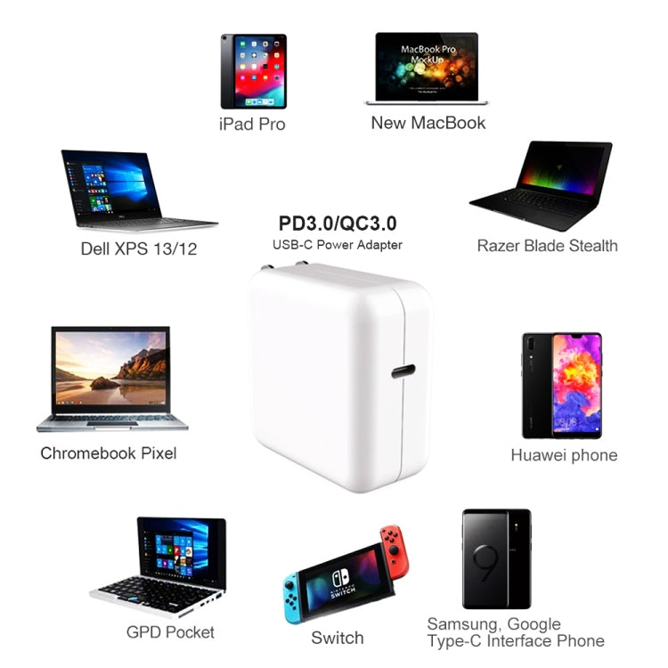 PD-96W Adaptateur d'alimentation PD USB-C / Type-C 96W pour ordinateur portable MacBook Pro 16 pouces (A2141), prise UE, prise US, prise UK, prise AU