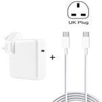 Adaptateur d'ordinateur portable PD-96W 96W PD USB-C / Type-C + câble de charge rapide 2m 5A USB-C / Type-C vers USB-C / Type-C pour MacBook Pro, prise EU, prise US, prise UK, prise AU