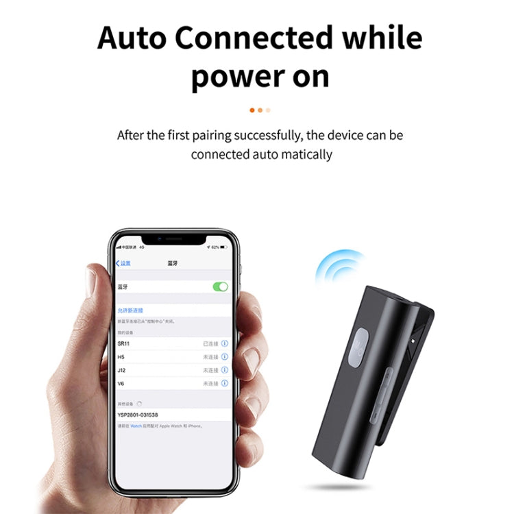 Récepteur audio Bluetooth 5.0 Lavalier SR11 Adaptateur Bluetooth compatible carte TF, SR11
