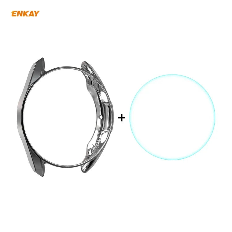 Coque souple en TPU électroplaqué ENKAY Hat-Prince 2 en 1 pour Samsung Galaxy Watch 3 41 mm + film de protection en verre trempé incurvé 9H 0,2 mm et 2,15D
