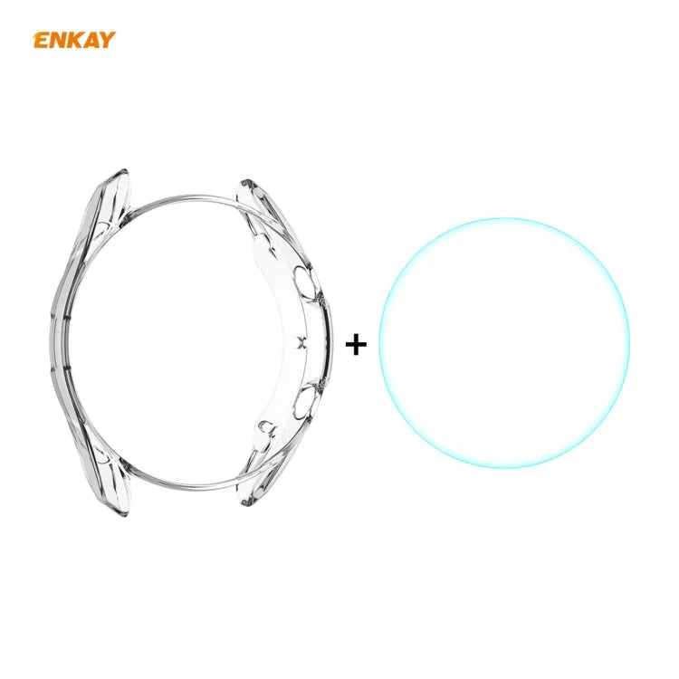 Étui souple transparent 2 en 1 ENKAY Hat-Prince en TPU + film de protection d'écran en verre trempé de 0,2 mm 9H 2,15D à bords incurvés, pour Samsung Galaxy Watch 3 45 mm