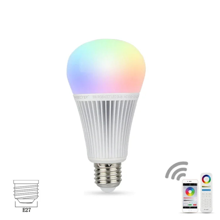 Ampoule LED FUT012 E27 9W RVB + CCT 100V-240V, couleur pleine, télécommande, ampoule intelligente WiFi sans fil 2,4G