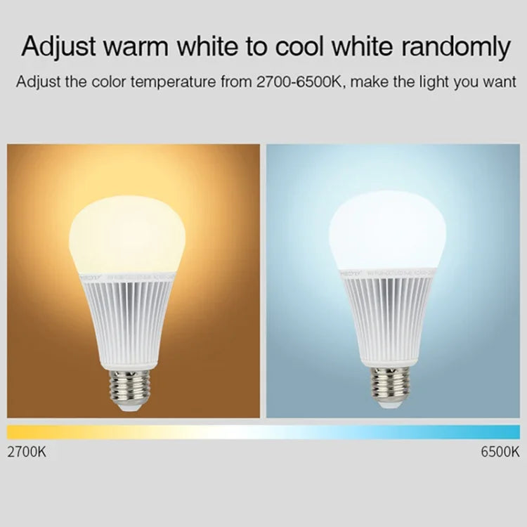 Ampoule LED FUT012 E27 9W RVB + CCT 100V-240V, couleur pleine, télécommande, ampoule intelligente WiFi sans fil 2,4G