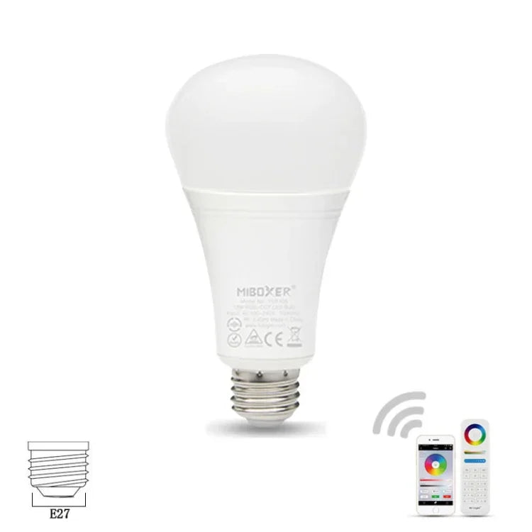 Ampoule LED RVB + CCT 12W E27 FUT105 Lumière intérieure Télécommande 2.4G Contrôle intelligent via application pour téléphone Chambre Salon AC100~240V