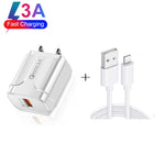 Chargeur de voyage portable LZ-023 18W QC 3.0 USB + câble de données USB vers 8 broches 3A, prise US, câble de données USB vers 8 broches, prise US, câble de données 8 broches, prise US
