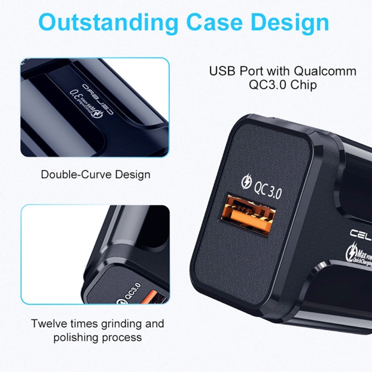 Chargeur de voyage portable LZ-023 18W QC 3.0 USB + câble de données USB vers 8 broches 3A, prise EU, câble de données 8 broches, prise EU