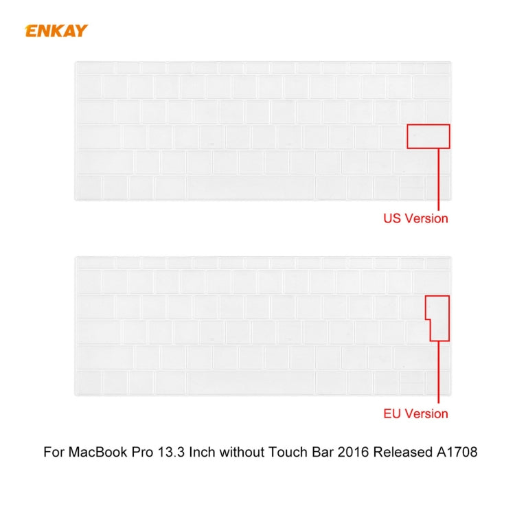 ENKAY Coque de protection 3-en-1 en cristal pour ordinateur portable + film de clavier en TPU version UE + ensemble de bouchons anti-poussière pour MacBook Pro 13,3 pouces A1708 (sans Touch Bar), Pour MacBook Pro 13,3 pouces A1708 (sans Touch Bar)