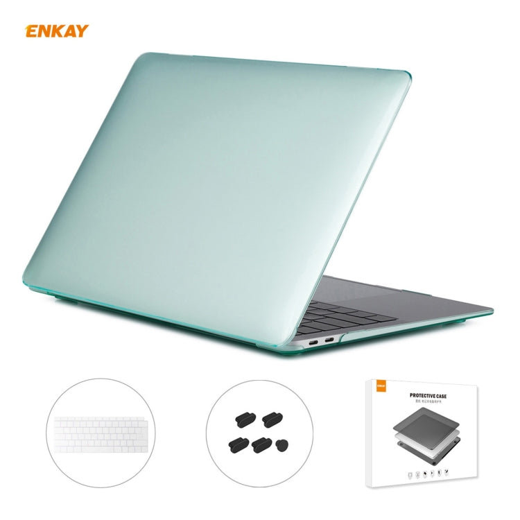 ENKAY Étui de protection pour ordinateur portable 3 en 1 en cristal + Film de clavier TPU version UE + Jeu de bouchons anti-poussière pour MacBook Air 13,3 pouces A1932 (2018), pour MacBook Air 13,3 pouces A1932 (2018)
