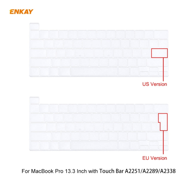 Coque de protection rigide 3-en-1 ENKAY + film de clavier en TPU version UE + ensemble de bouchons anti-poussière pour MacBook Pro 13,3 pouces A2251 & A2289 & A2338 (avec Touch Bar), pour MacBook Pro 13,3 pouces A2251 (avec Touch Bar)
