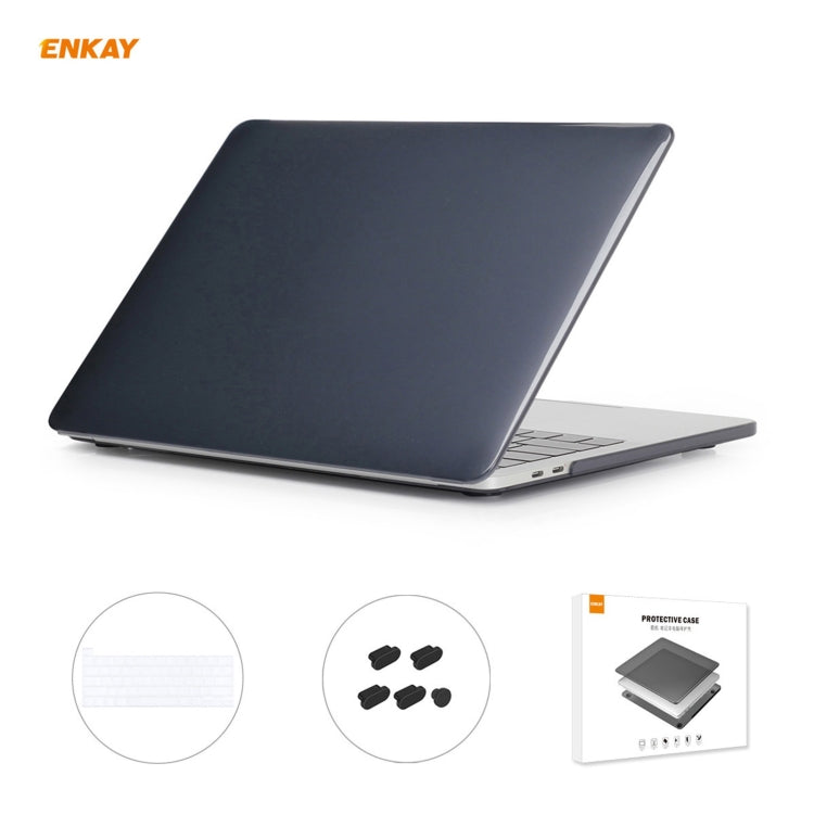 ENKAY Coque de protection 3 en 1 en cristal pour ordinateur portable + film de clavier en TPU version UE + ensemble de bouchons anti-poussière pour MacBook Pro 16 pouces A2141 (avec Touch Bar), Pour MacBook Pro 16 pouces A2141 (avec Touch Bar)