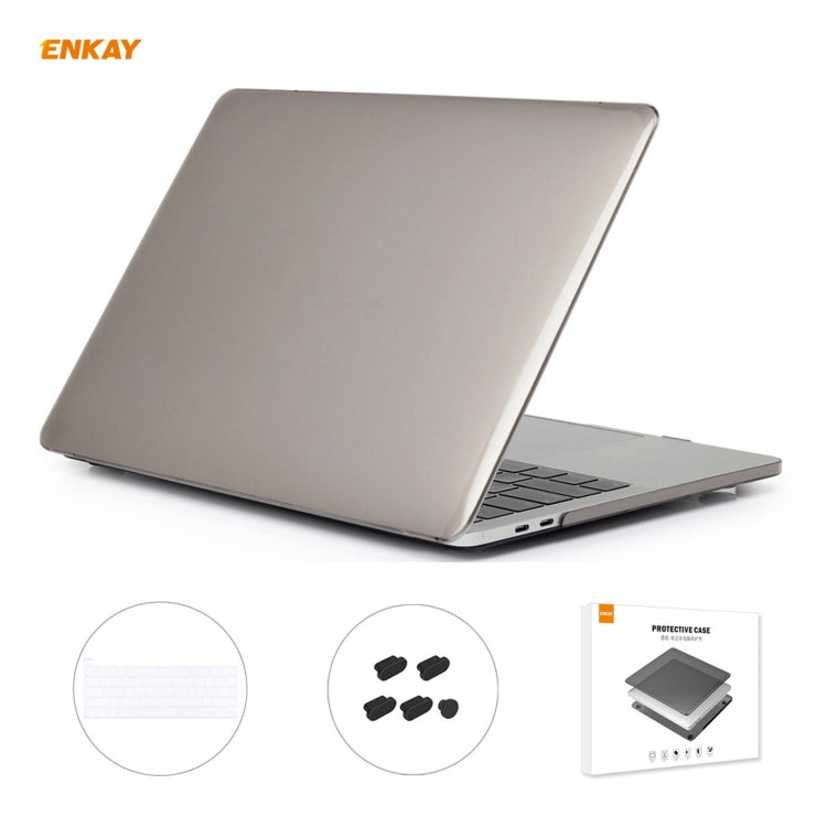 ENKAY Coque de protection 3 en 1 en cristal pour ordinateur portable + film de clavier en TPU version UE + ensemble de bouchons anti-poussière pour MacBook Pro 16 pouces A2141 (avec Touch Bar), Pour MacBook Pro 16 pouces A2141 (avec Touch Bar)
