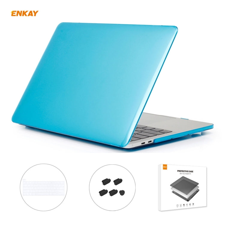 ENKAY Coque de protection 3 en 1 en cristal pour ordinateur portable + film de clavier en TPU version UE + ensemble de bouchons anti-poussière pour MacBook Pro 16 pouces A2141 (avec Touch Bar), Pour MacBook Pro 16 pouces A2141 (avec Touch Bar)