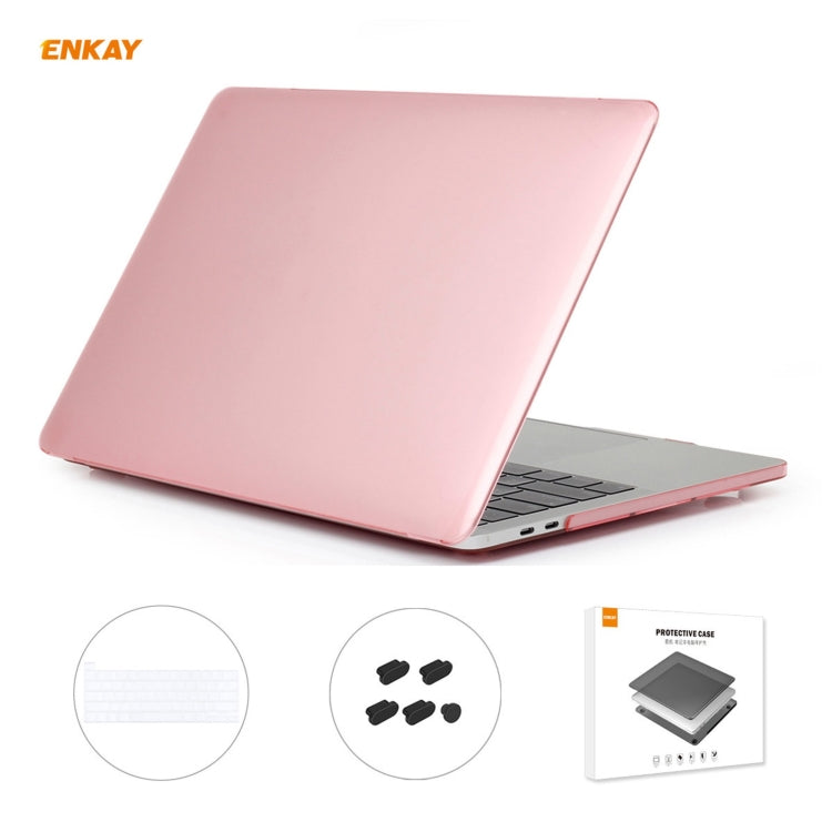 ENKAY Coque de protection 3 en 1 en cristal pour ordinateur portable + film de clavier en TPU version UE + ensemble de bouchons anti-poussière pour MacBook Pro 16 pouces A2141 (avec Touch Bar), Pour MacBook Pro 16 pouces A2141 (avec Touch Bar)