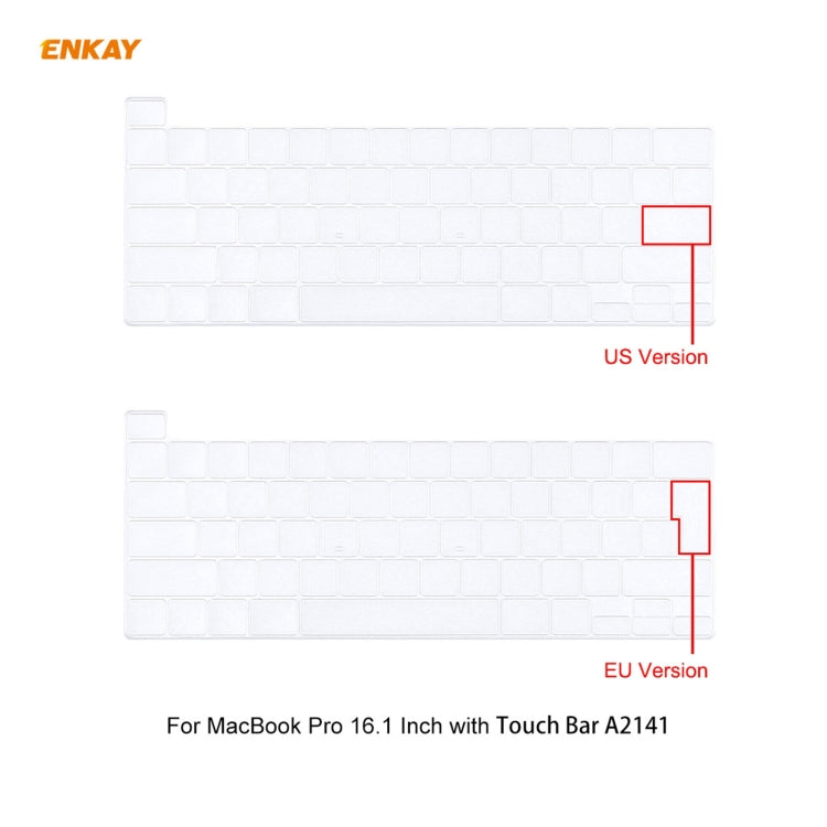 ENKAY Coque de protection 3 en 1 en cristal pour ordinateur portable + film de clavier en TPU version UE + ensemble de bouchons anti-poussière pour MacBook Pro 16 pouces A2141 (avec Touch Bar), Pour MacBook Pro 16 pouces A2141 (avec Touch Bar)