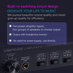 B032 Amplificateur de puissance 2 entrées 4 sorties Commutateur sonore Haut-parleur Qualité sonore sans perte 300W par canal Distributeur commutateur avec fonction de surveillance casque / Entrée audio, B032