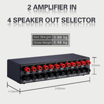 B032 Amplificateur de puissance 2 entrées 4 sorties Commutateur sonore Haut-parleur Qualité sonore sans perte 300W par canal Distributeur commutateur avec fonction de surveillance casque / Entrée audio, B032