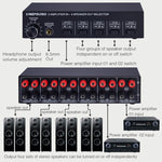 B032 Amplificateur de puissance 2 entrées 4 sorties Commutateur sonore Haut-parleur Qualité sonore sans perte 300W par canal Distributeur commutateur avec fonction de surveillance casque / Entrée audio, B032