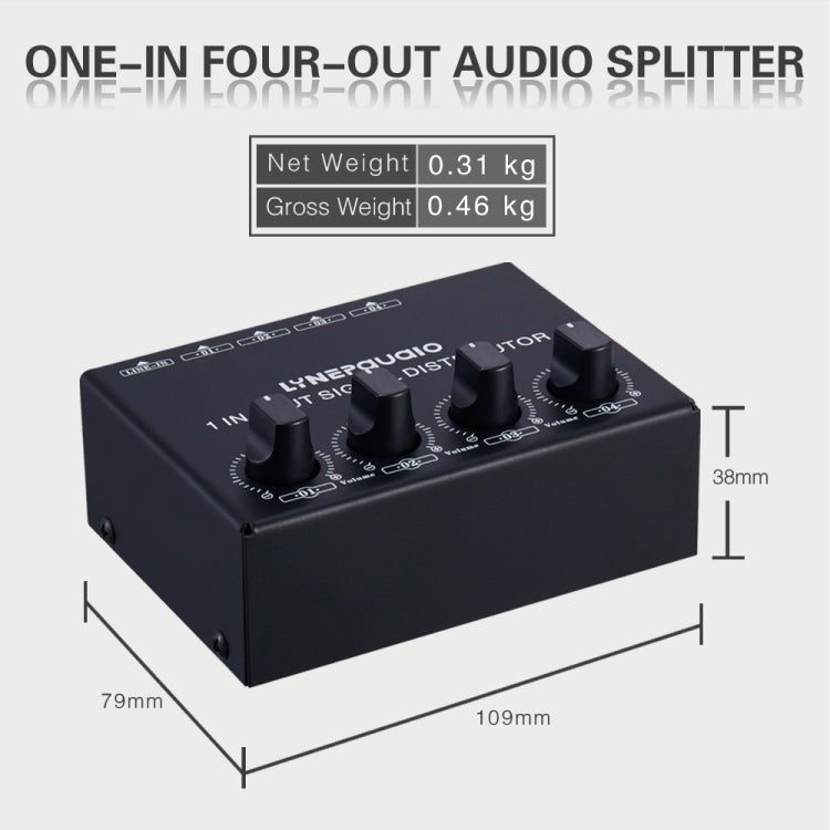 Amplificateur de signal stéréo avant 1 entrée 4 sorties, réglage indépendant du volume de sortie, interface RCA sans perte, répartiteur, prise US, B029