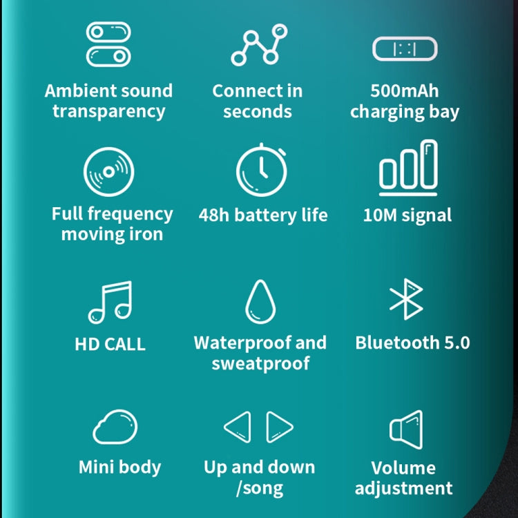 Écouteur sans fil invisible supra-auriculaire T25 Bluetooth 5.0 à oreille unique, appel haute définition, veille super longue, à conduction osseuse