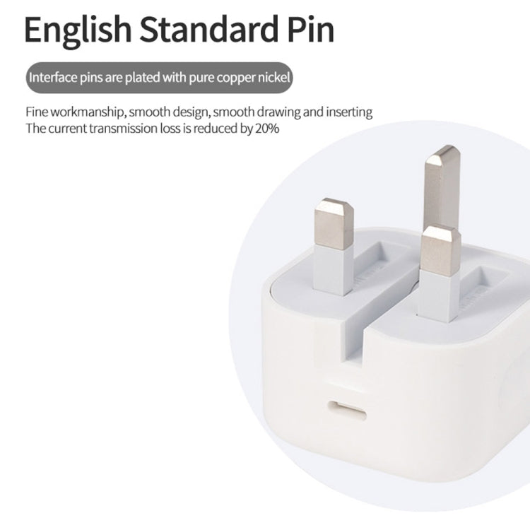 Chargeur de voyage pliable A2344 20W PD 3.0 Type-C / USB-C + câble de données de charge rapide USB-C / Type-C vers 8 broches, prise UK, longueur : 1 m, 20W 8 broches longueur : 1 m