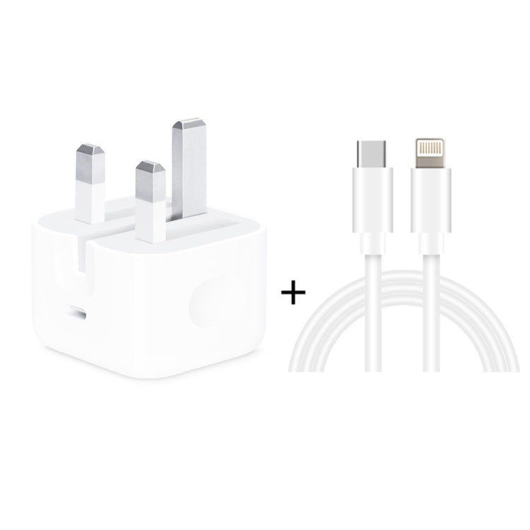 Chargeur de voyage pliable A2344 20W PD 3.0 Type-C / USB-C + câble de données de charge rapide USB-C / Type-C vers 8 broches, prise UK, longueur : 2 m, 20W 8 broches longueur : 2 m