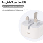 Chargeur de voyage pliable A2344 20W PD 3.0 Type-C / USB-C + câble de données de charge rapide USB-C / Type-C vers 8 broches, prise UK, longueur : 2 m, 20W 8 broches longueur : 2 m