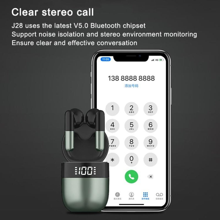 Écouteurs sans fil Bluetooth J28 TWS Affichage numérique LED Écouteurs de sport HIFI Musique