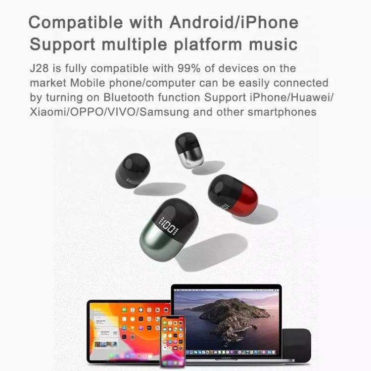 Écouteurs sans fil Bluetooth J28 TWS Affichage numérique LED Écouteurs de sport HIFI Musique