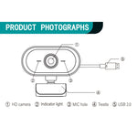 C11 Qualité d'image 2K HD sans distorsion Rotation à 360 degrés Microphone intégré Son clair Webcams avec trépied