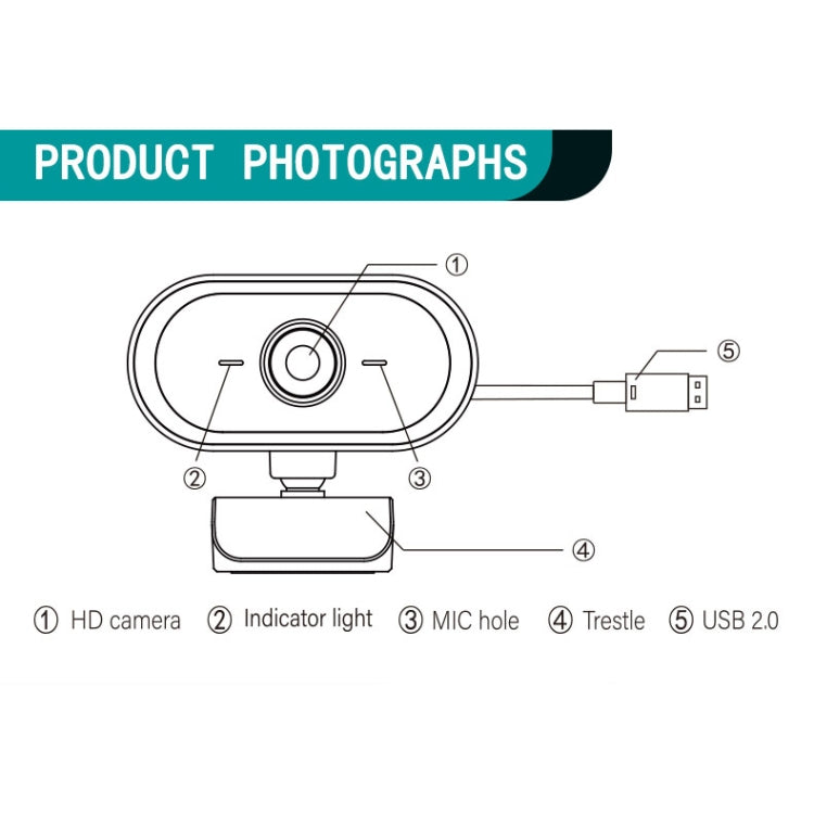 C11 Qualité d'image 2K HD sans distorsion Rotation à 360 degrés Microphone intégré Son clair Webcams avec trépied