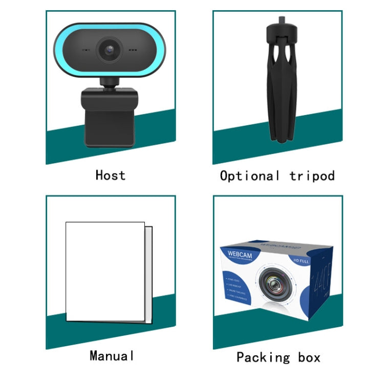 C11 Qualité d'image 2K HD sans distorsion Rotation à 360 degrés Microphone intégré Son clair Webcams avec trépied
