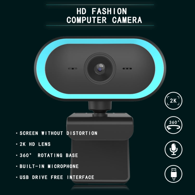 C11 Qualité d'image 2K HD sans distorsion Rotation à 360 degrés Microphone intégré Son clair Webcams avec trépied