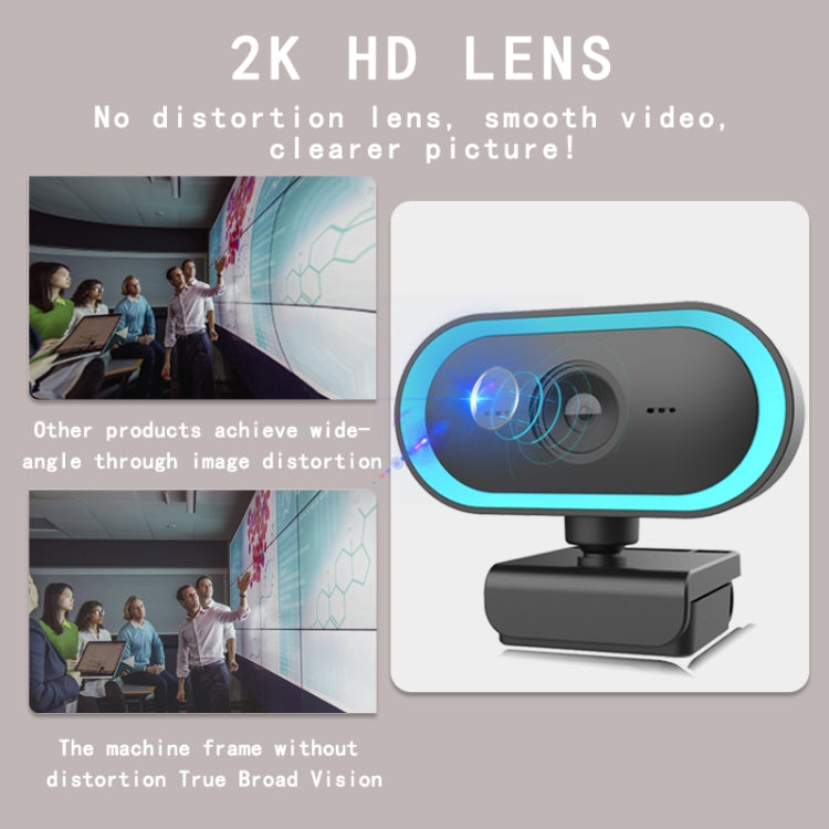 C11 Qualité d'image 2K HD sans distorsion Rotation à 360 degrés Microphone intégré Son clair Webcams avec trépied