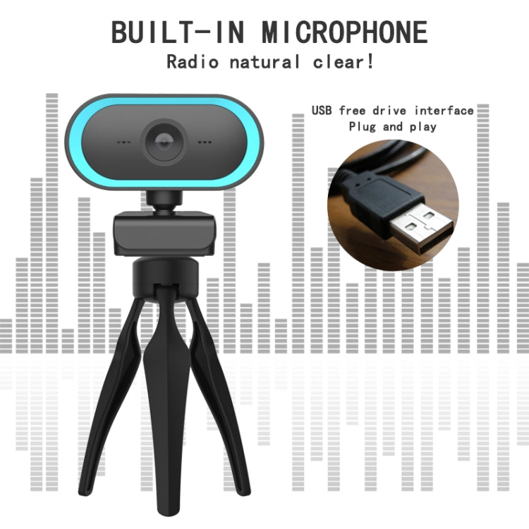 C11 Qualité d'image 2K HD sans distorsion Rotation à 360 degrés Microphone intégré Son clair Webcams avec trépied