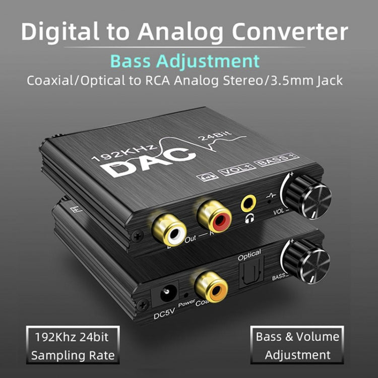 Convertisseur audio numérique vers analogique Extracteur stéréo DAC Amplificateur optique SPDIF 192Khz 24Bit