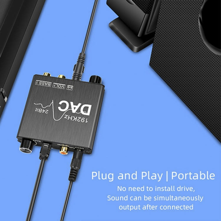 Convertisseur audio numérique vers analogique Extracteur stéréo DAC Amplificateur optique SPDIF 192Khz 24Bit
