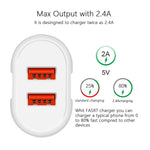 Dual USB Portable Travel Charger + 1 Meter USB to Micro USB Data Cable, US Plug