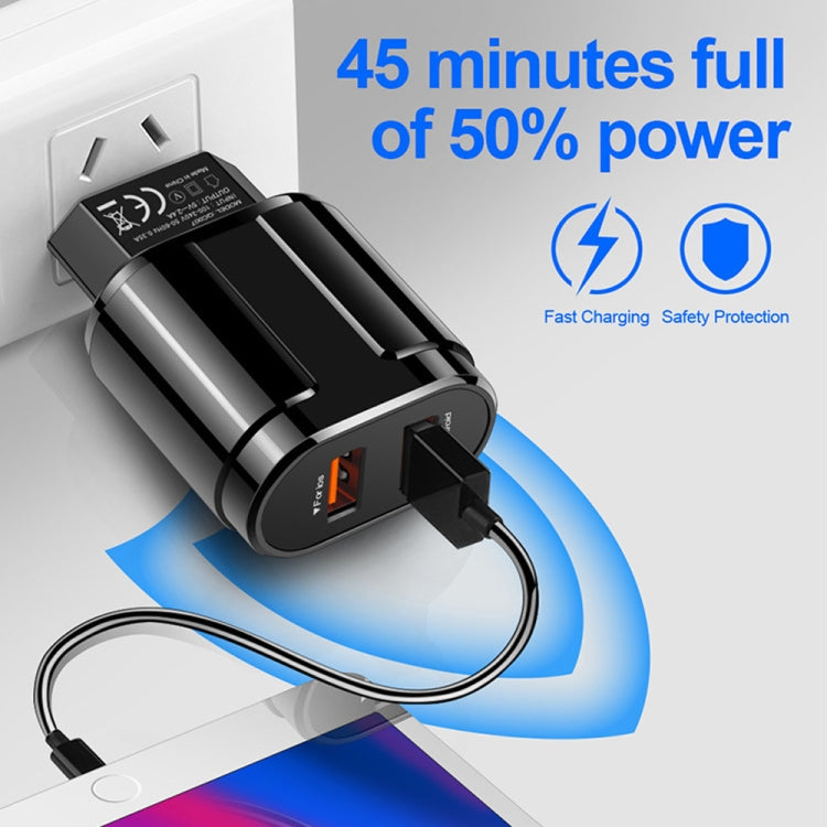 Chargeur de voyage portable double USB + câble de données USB vers 8 broches 1 mètre, prise EU