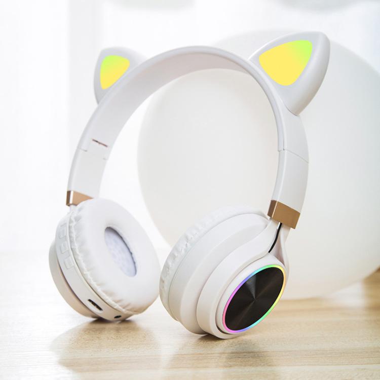 Casque filaire P28 avec oreilles de chat, casque stéréo avec microphone