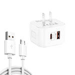 Chargeur de voyage double charge rapide YSY-6087PD 20W PD3.0 + QC3.0 avec câble de données USB vers Micro USB, prise EU, prise US, prise UK
