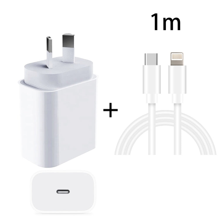 Adaptateur secteur chargeur rapide de voyage PD 20W PD 3.0 avec câble de données USB-C / Type-C vers 8 broches charge rapide, prise AU