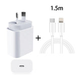 Adaptateur secteur chargeur rapide de voyage PD 20W PD 3.0 avec câble de données USB-C / Type-C vers 8 broches charge rapide, prise AU