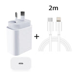 Adaptateur secteur chargeur rapide de voyage PD 20W PD 3.0 avec câble de données USB-C / Type-C vers 8 broches charge rapide, prise AU