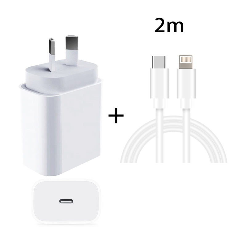 Adaptateur secteur chargeur rapide de voyage PD 20W PD 3.0 avec câble de données USB-C / Type-C vers 8 broches charge rapide, prise AU