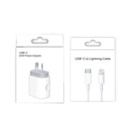 Adaptateur secteur chargeur rapide de voyage PD 20W PD 3.0 avec câble de données USB-C / Type-C vers 8 broches charge rapide, prise AU