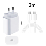 Adaptateur secteur de voyage rapide 20W PD 3.0 avec câble de données USB-C / Type-C vers Type-C, prise AU, 1m, 2m