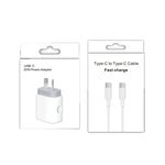 Adaptateur secteur de voyage rapide 20W PD 3.0 avec câble de données USB-C / Type-C vers Type-C, prise AU, 1m, 2m