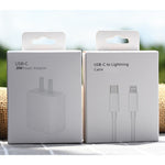 Chargeur de voyage PD 20W à port unique USB-C / Type-C + ensemble câble de données 3A PD3.0 USB-C / Type-C vers 8 broches, prise US, prise US 20W + câble PD 1,5m, prise US 20W + câble PD 2m
