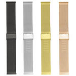 20mm Double Buckle Braided Fine Mesh Stainless Ssteel Metal Replacement Strap, black, Golden, rose gold, silver